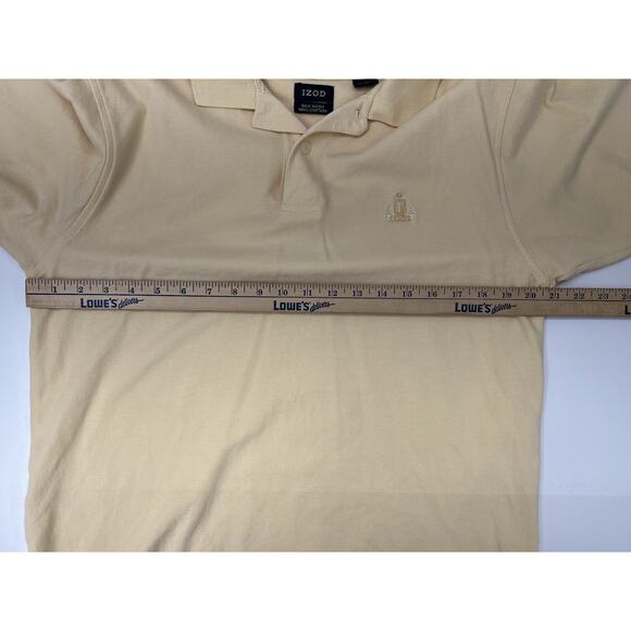 Mens IZOD Polo Shirt Size Medium Silk Yellow Short Sleeve - Picture 9 of 12